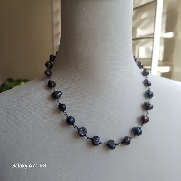 Silpada Iridescent Gray Freshwater Pearl  Necklace 925 Silver - Picture 4 of 10